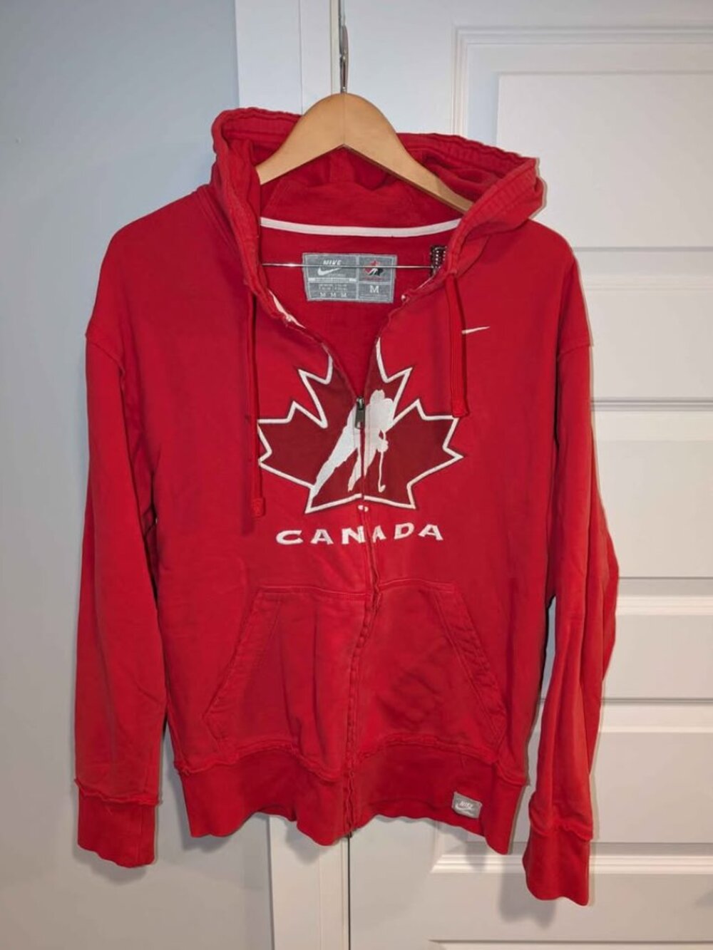 Vintage Nike Team Canada IIHF Hockey Full-Zip Hoodie Sweatshirt - Medium